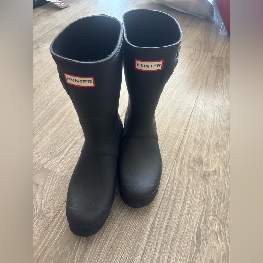 HUNTER WOMEN’S MID RISE BLACK RAIN BOOTS SZ 9